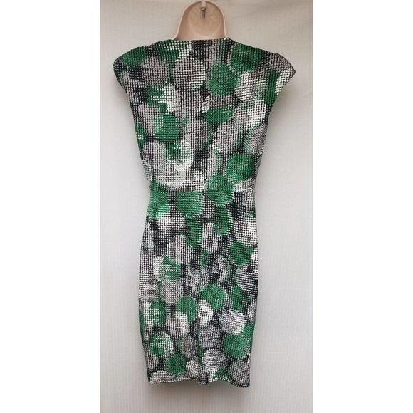 Valerie Bertinelli Cow-Neck Multicolor Black/Green Dress Size 8 - Picture 6 of 8